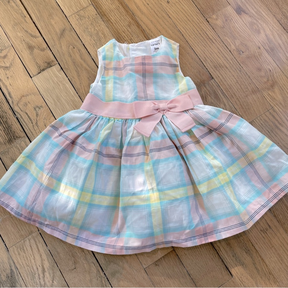Carters baby girl pastel plaid dress 3 month